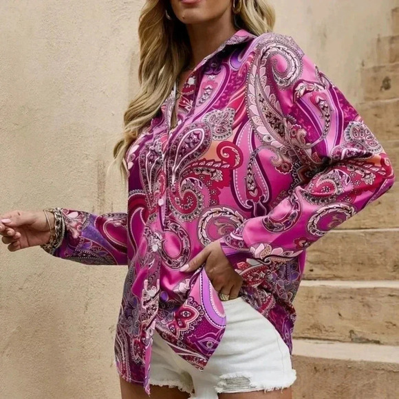 Paisley Print Single Breasted Drop - Picture 3 of 5